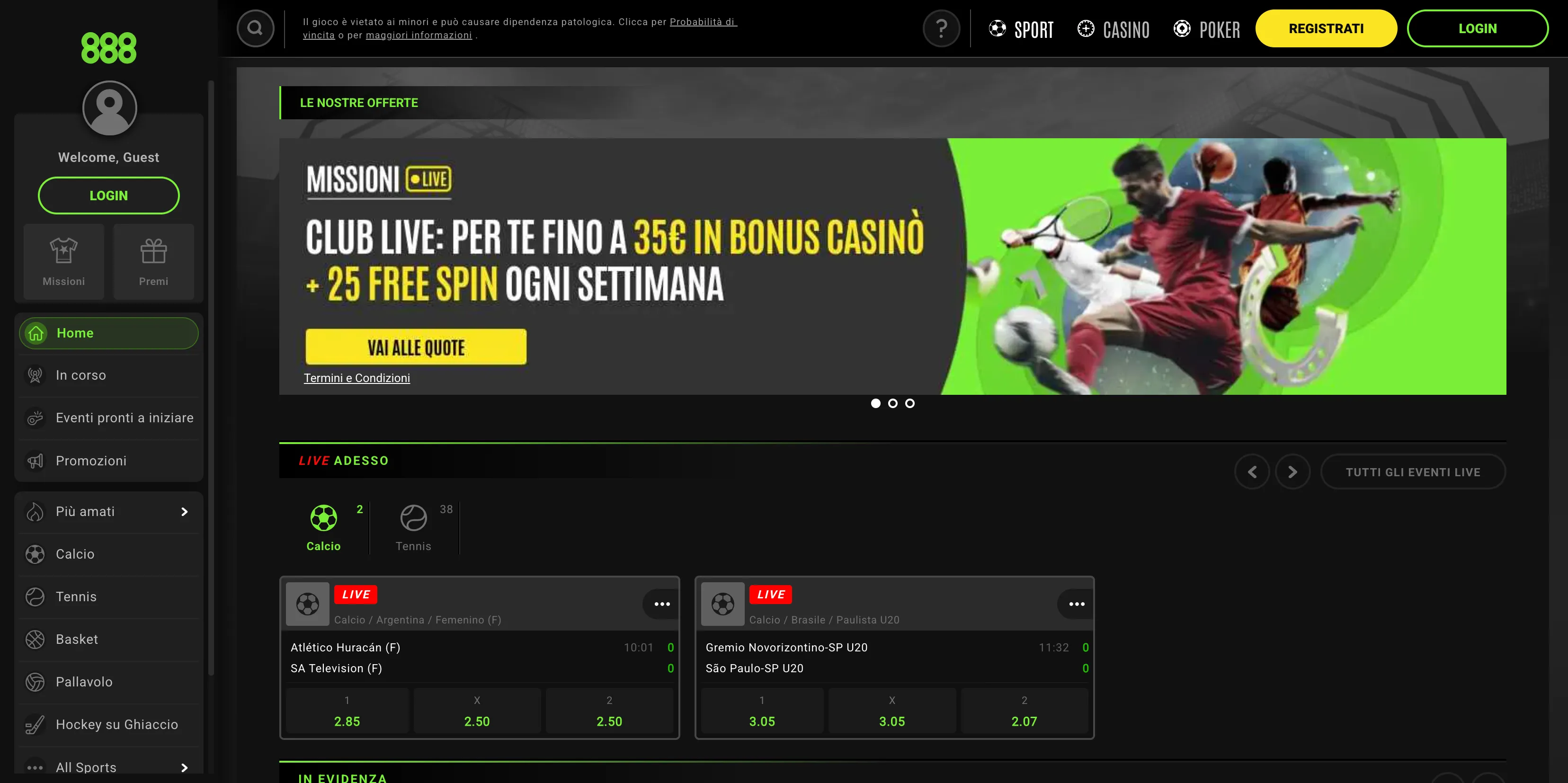 888sport Siti scommesse non AAMS